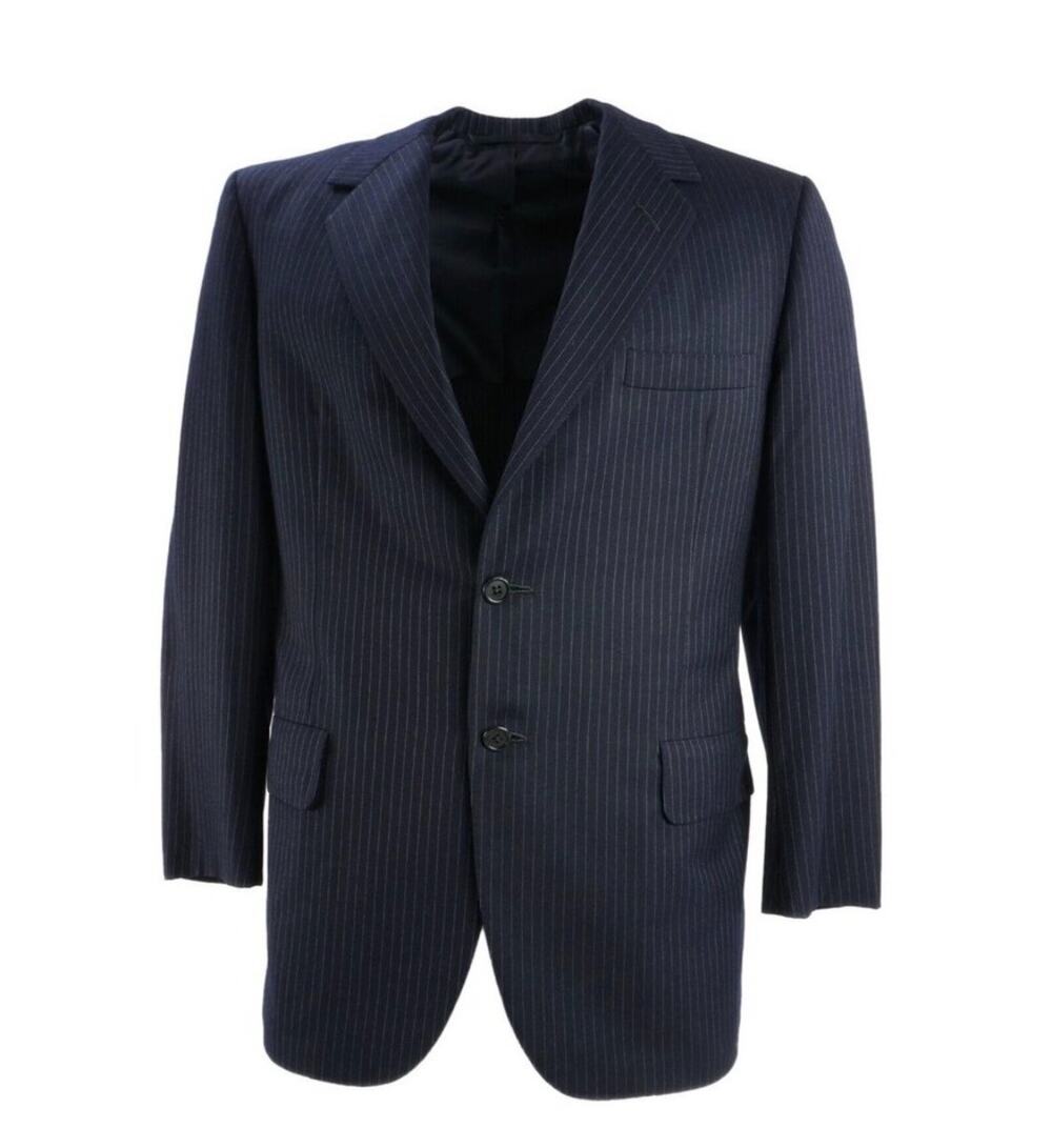 Oxxford Clothes Navy Pinstripe Wool Blazer Men’s 42R Handmade USA